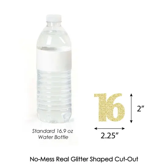 Big Dot of Happiness Gold Glitter 16 - No-Mess Real Gold Glitter Cut-Out Numbers - 16th Birthday Party Confetti - Set of 24 {4}