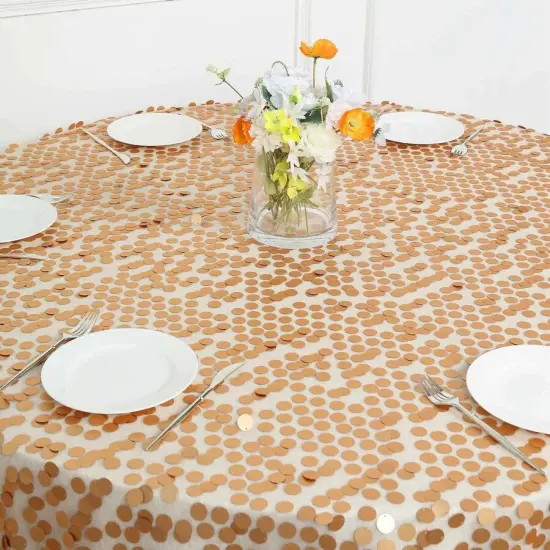 120" Large Payette Sequin Round Tablecloth Matte champagne {2}