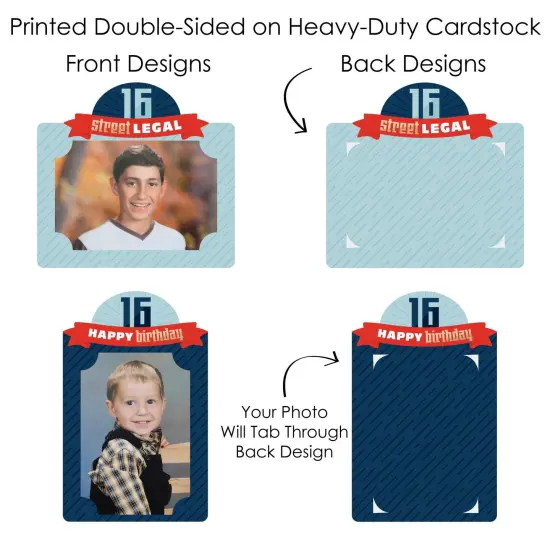 Big Dot of Happiness Boy 16th Birthday - Sweet Sixteen Birthday Party Picture Centerpiece Sticks - Photo Table Toppers - 15 Pieces {7}