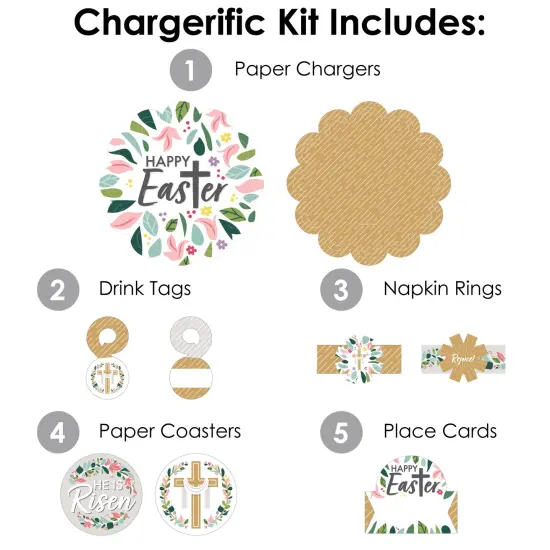 Big Dot of Happiness Religious Easter - Christian Holiday Party Paper Charger and Table Decorations - Chargerific Kit - Place Setting for 8 {4}