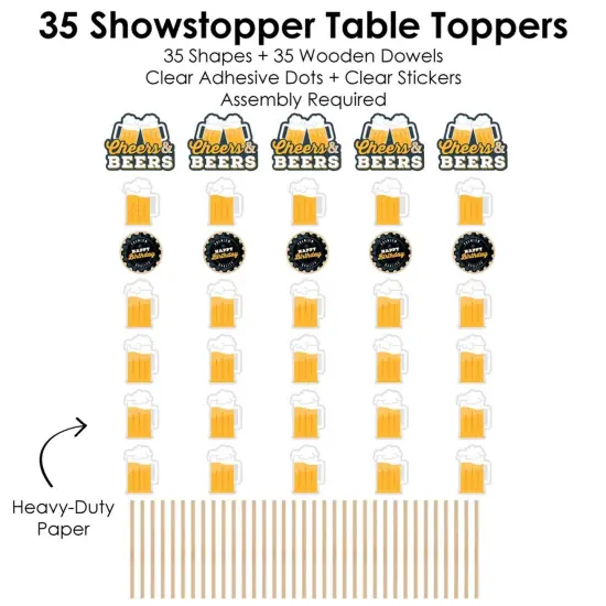 Big Dot of Happiness Cheers and Beers Happy Birthday - Birthday Party Centerpiece Sticks - Showstopper Table Toppers - 35 Pieces {7}