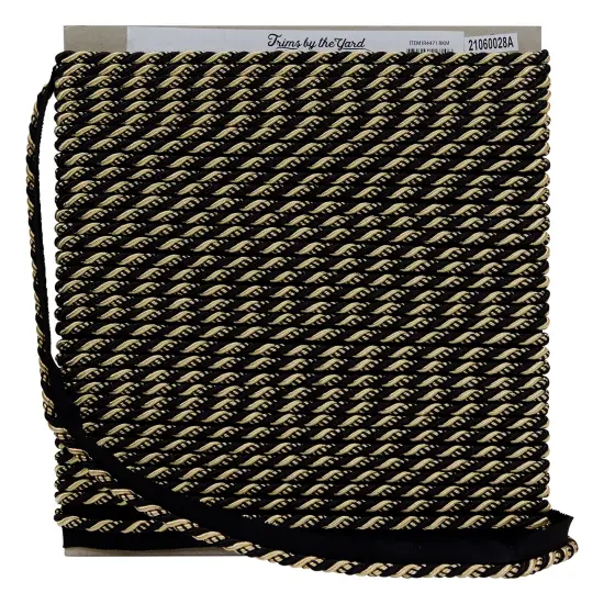 20 yards of Preshea 3/8" Twisted Lip Cord Trim | 20 yard cut Black Multi {3}