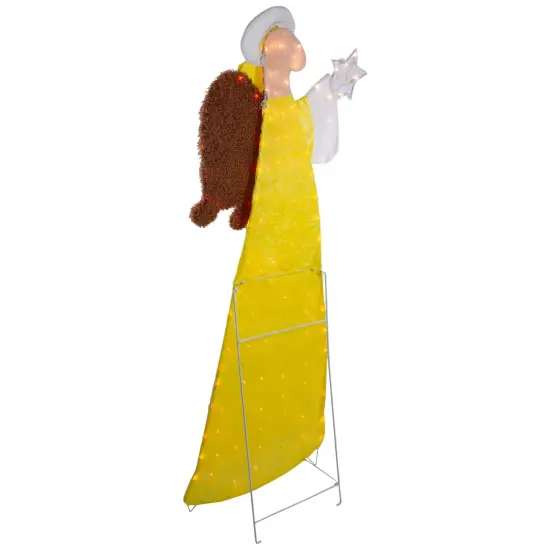 Northlight 72" Lighted 2D Yellow Chenille Angel Outdoor Christmas Decoration {6}