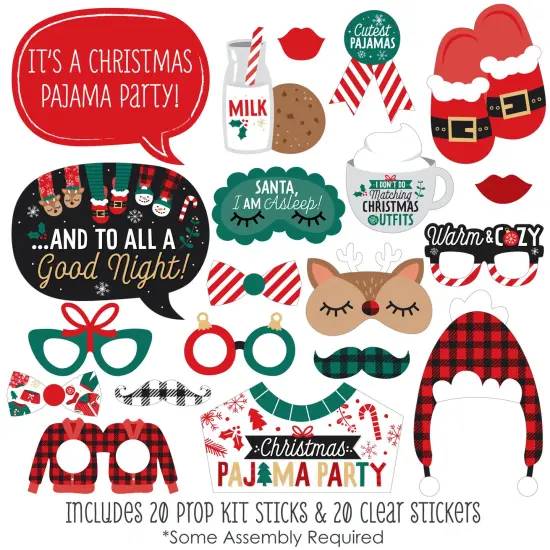 Big Dot of Happiness Christmas Pajamas - Holiday Plaid PJ Party Photo Booth Props Kit - 20 Count {3}