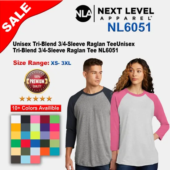 Next Level&reg; Unisex Tri-Blend Sleeve Raglan Tee Vtg black/ hthr whit {2}