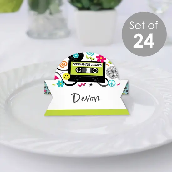 Big Dot of Happiness Through the Decades - 50s, 60s, 70s, 80s, and 90s Party Tent Buffet Card - Table Setting Name Place Cards - Set of 24 {3}