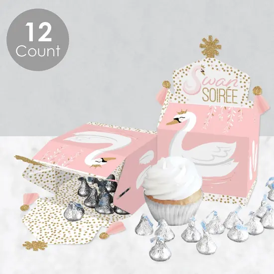 Big Dot of Happiness Swan Soiree - Treat Box Party Favors - White Swan Baby Shower or Birthday Party Goodie Gable Boxes - Set of 12 {4}
