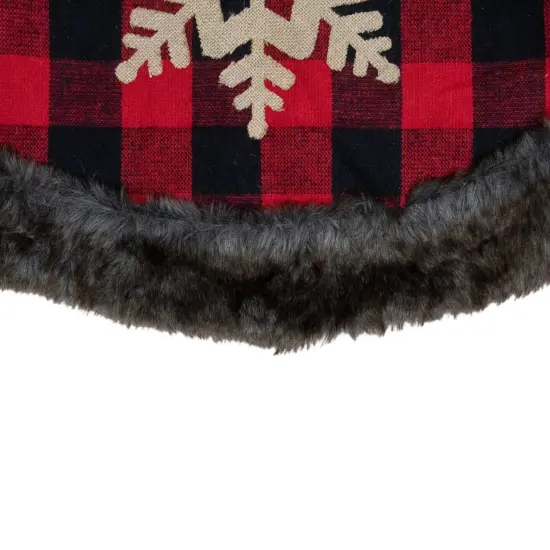Northlight 48-Inch Red and Black Christmas Tree Skirt with Burlap Snowflake {6}