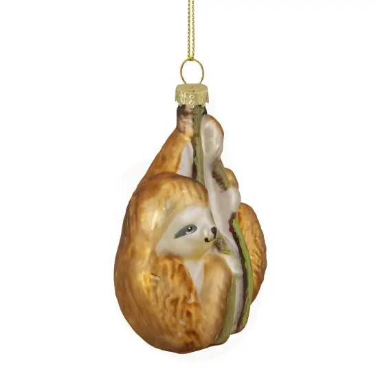 Northlight Sloth with Bamboo Glass Christmas Ornament - 4" - Gold {4}