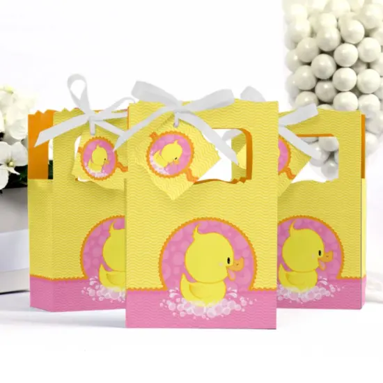 Big Dot of Happiness Pink Ducky Duck - Girl Baby Shower or Birthday Party Favor Boxes - Set of 12 {4}