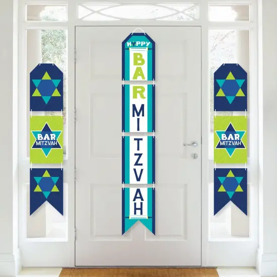 Big Dot of Happiness Blue Bar Mitzvah - Hanging Vertical Paper Door Banners - Boy Party Wall Decoration Kit - Indoor Door Decor {1}