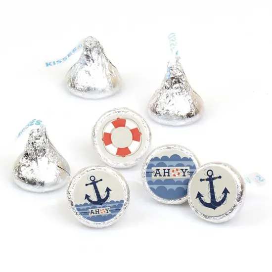 Big Dot of Happiness Ahoy - Nautical - Baby Shower or Birthday Party Round Candy Sticker Favors - Labels Fits Chocolate Candy (1 sheet of 108) {1}