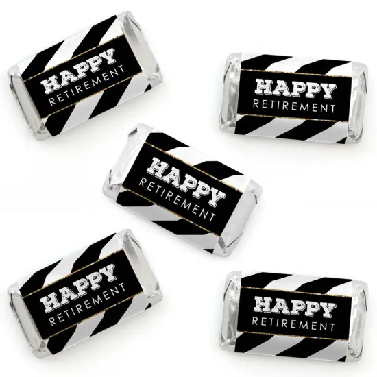 Big Dot of Happiness Happy Retirement - Mini Candy Bar Wrapper Stickers - Retirement Party Small Favors - 40 Count {1}