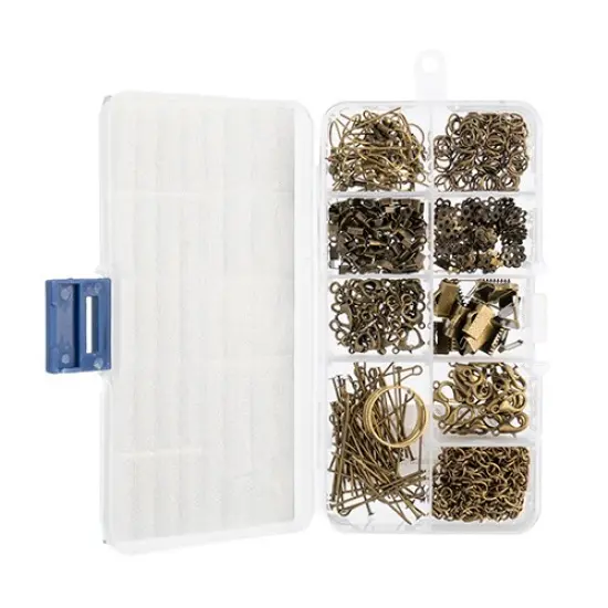 John Bead 9-Slot Antique Brass Jewelry Findings Kit Assortment, 461pcs {3}