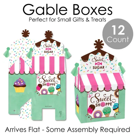 Big Dot of Happiness Sweet Shoppe - Treat Box Party Favors - Candy and Bakery Birthday Party or Baby Shower Goodie Gable Boxes - Set of 12 {7}