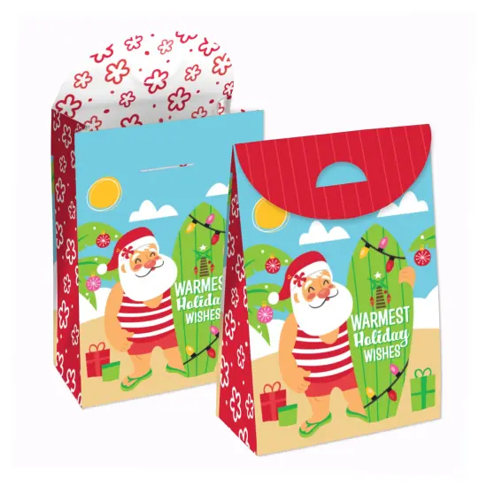Big Dot of Happiness Tropical Christmas - Beach Santa Holiday Gift Favor Bags - Party Goodie Boxes - Set of 12 {1}