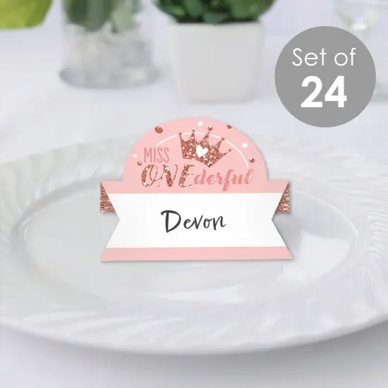 Big Dot of Happiness 1st Birthday Little Miss Onederful - Girl First Birthday Party Tent Buffet Card - Table Setting Name Place Cards - Set of 24 {3}