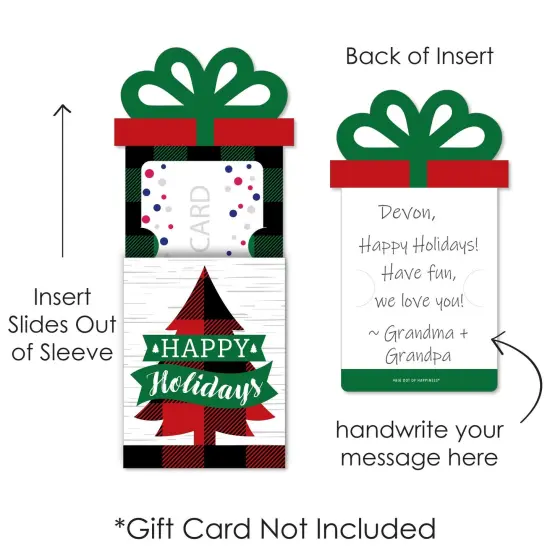 Big Dot of Happiness Holiday Plaid Trees - Buffalo Plaid Christmas Party Money and Gift Card Sleeves - Nifty Gifty Card Holders - 8 Ct {7}