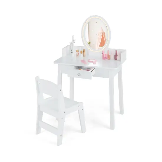 Kids Vanity Set With Lighted Mirror-White {3}