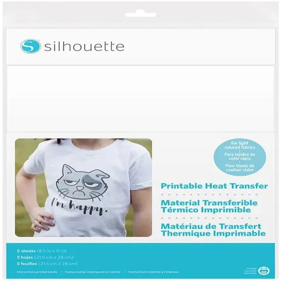 Silhouette Printable Heat Transfer Material 8.5"X11" 5/Pkg-For Light Fabrics {1}