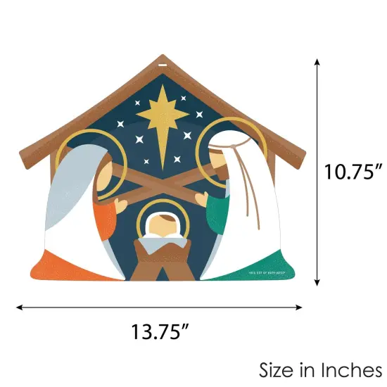 Big Dot of Happiness Holy Nativity - Hanging Porch Manger Scene Religious Christmas Outdoor Decorations - Front Door Decor - 1 Piece Sign {7}