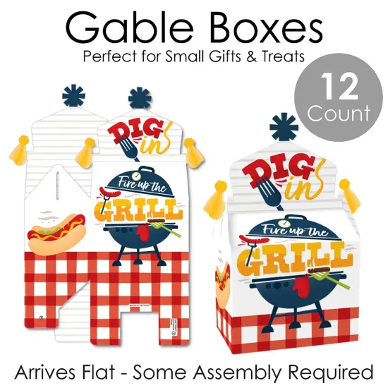 Big Dot of Happiness Fire Up the Grill - Treat Box Party Favors - Summer BBQ Picnic Party Goodie Gable Boxes - Set of 12 {7}