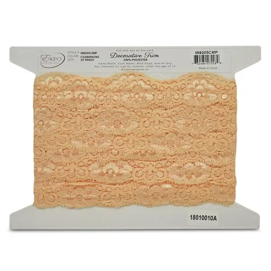 10 yards of Tifa 1 3/16"Scalloped Stretch Raschel Lace Trim | 10 yard cut Pink {3}