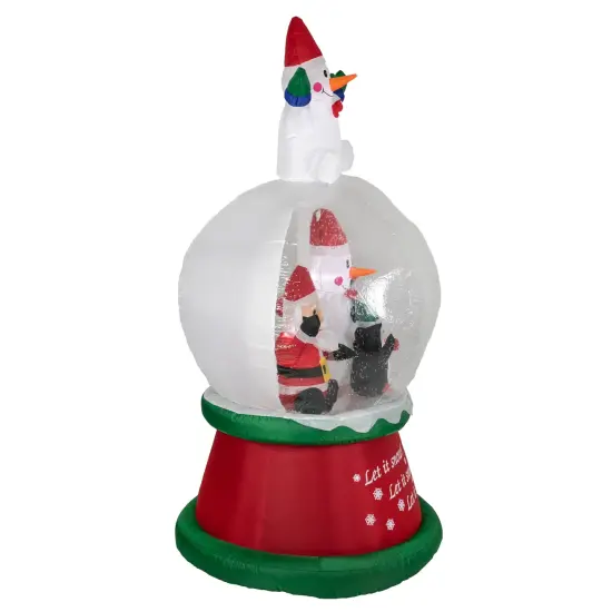 Northlight Lighted Inflatable Santa and Friends Snow Globe Outdoor Christmas Decoration - 6.75' Red {4}