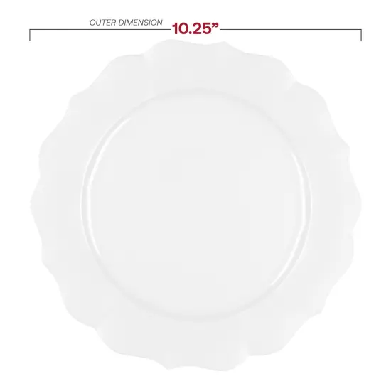 Pearl White Round Lotus Plastic Dinner Plates - 10.25" (120 Plates) {3}