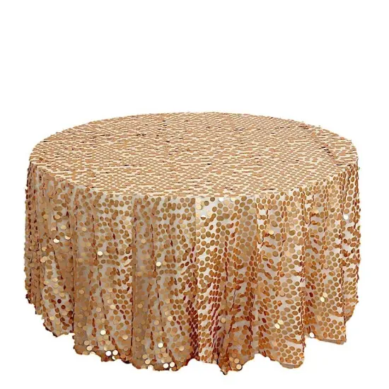 120" Large Payette Sequin Round Tablecloth Matte champagne {1}