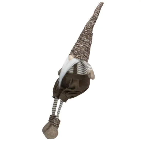 Northlight Sitting Gnome with Knit Hat and Socks Christmas Figure - 23.5" - Brown and White {5}