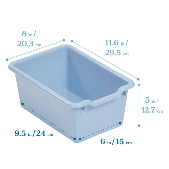 10 Cubby Mobile Tray Cabinet with 10 Scoop Front Storage Bins Powder Blue {3}