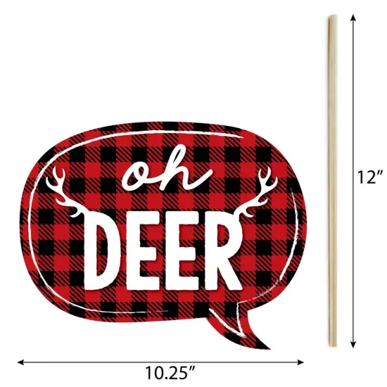 Big Dot of Happiness Funny Prancing Plaid - Christmas & Holiday Buffalo Plaid Party Photo Booth Props Kit - 10 Piece {6}