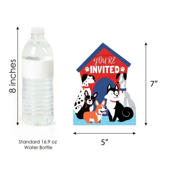 Big Dot of Happiness Pawty Like a Puppy - Shaped Fill-in Invitations - Dog Baby Shower or Birthday Party Invitation Cards with Envelopes - Set of 12 {6}