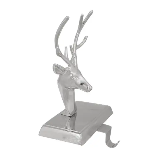 Northlight 8" Shiny Silver Deer Head Christmas Stocking Holder {4}
