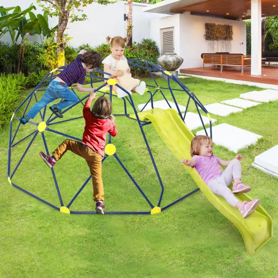 13.3 Ft Climbing Dome Geometric Dome Climber With Extended Wavy Slide {1}