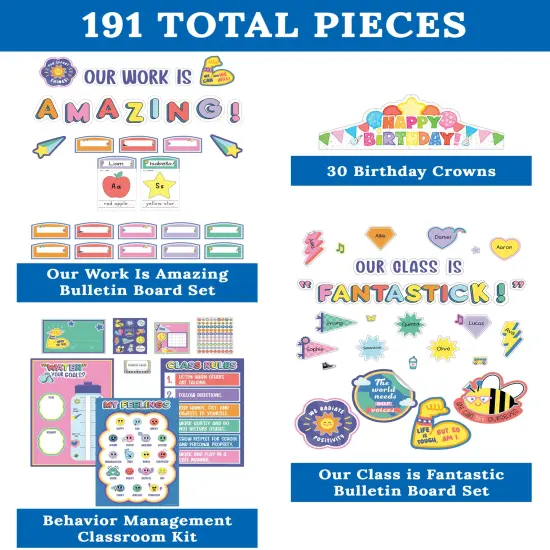 Carson Dellosa We Stick Together 261Pc Classroom Management Set, Colorful Birthday Crowns for Classroom, Motivational Bulletin Board Sets, Feelings Chart, Stickers, Punch Cards & More School Supplies {2}