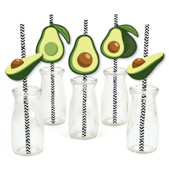 Big Dot of Happiness Hello Avocado - Paper Straw Decor - Fiesta Party Striped Decorative Straws - Set of 24 {1}