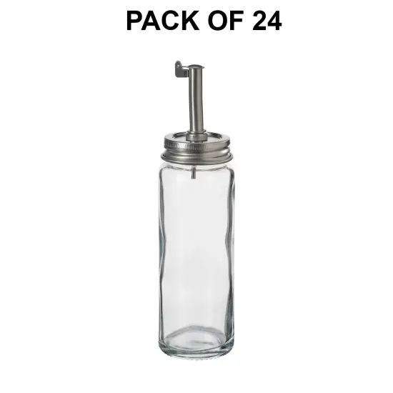 Oil/vinegar bottle, clear glass/stainless steel, 6 &frac14; " {1}