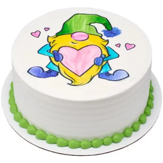 Paintable Love Gnome Valentine's Day Edible Cake Image PhotoCake&reg; {3}