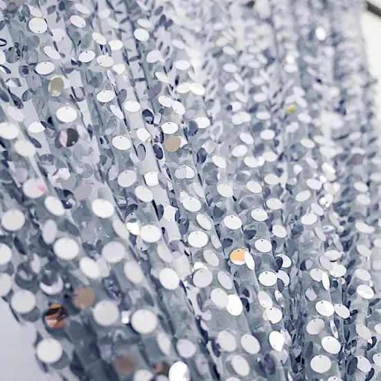 120" Large Payette Sequin Round Tablecloth Dusty blue {2}