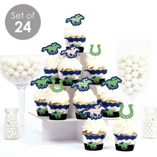 Big Dot of Happiness Kentucky Horse Derby - Cupcake Decoration - Horse Race Party Cupcake Wrappers and Treat Picks Kit - Set of 24 {3}