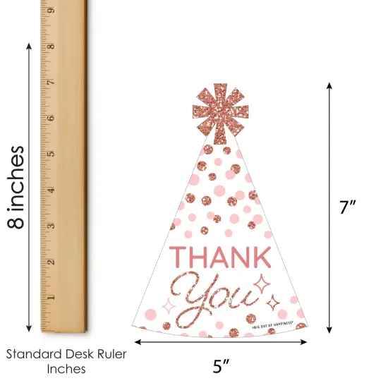 Big Dot of Happiness Pink Rose Gold Birthday - Shaped Thank You Cards - Happy Birthday Party Thank You Note Cards with Envelopes - Set of 12 {7}
