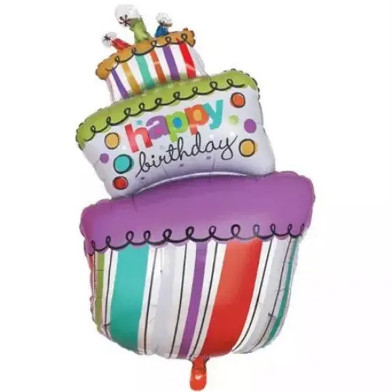 Happy Birthday Cake Foil Helium Balloon {2}