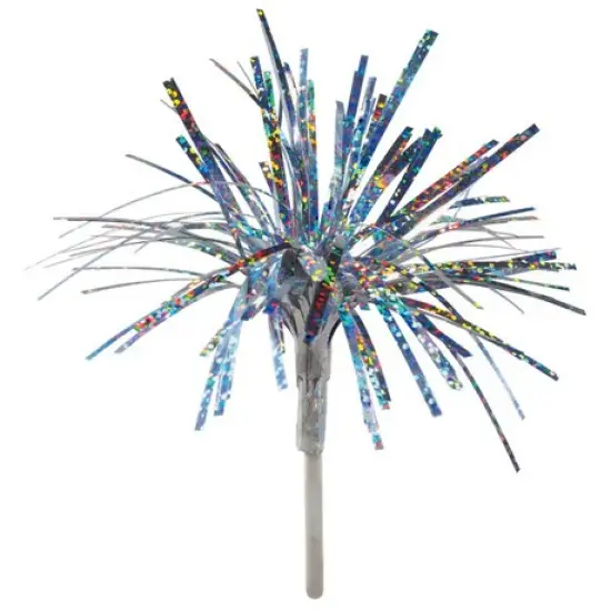 Holographic Silver Spray Mylar Celebration cake and cupcakes picks - set of 6 {1}