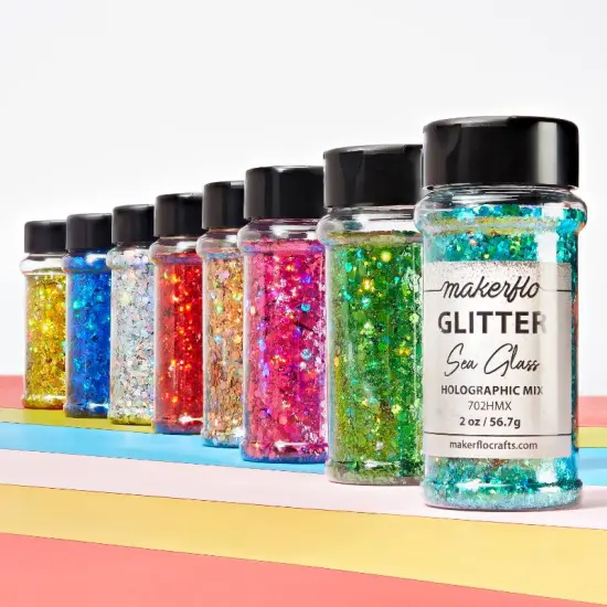 Makerflo Holographic Chunky Glitter Variety Set Iridescent Glitter for Resin Arts and Crafts, DIY Tumblers, Body Nail, Glitter for Any Crafts and Personalization - Set of 24 / 2 oz Each {3}