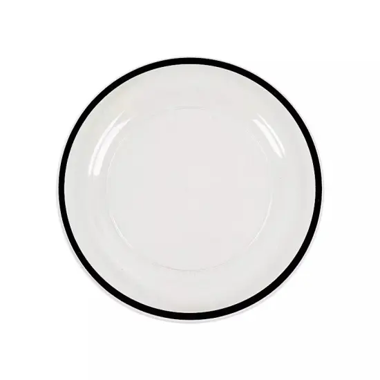 CLEAR 10 Round 10" PLASTIC Dinner PLATES Black Rim {1}