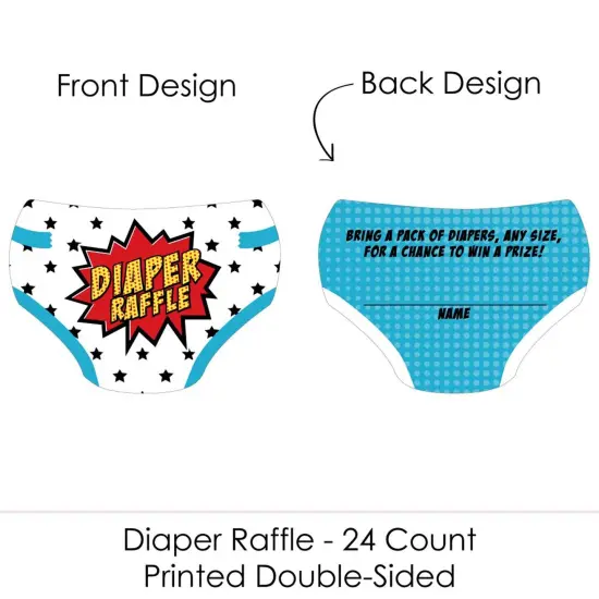 Big Dot of Happiness Bam Superhero - Diaper Shaped Raffle Ticket Inserts - Baby Shower Activities - Diaper Raffle Game - Set of 24 {3}