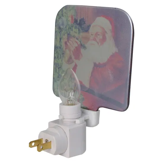 Northlight Norman Rockwell 'Santa Trimming Tree' Glass Christmas Night Light - 4" Red {4}