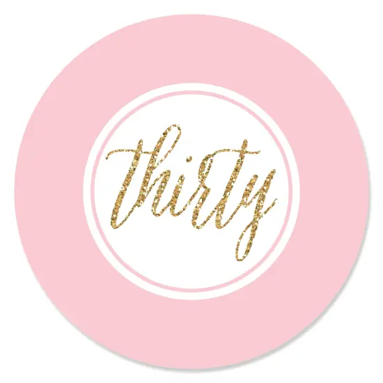 Big Dot of Happiness Chic 30th Birthday - Pink and Gold - Birthday Party Circle Sticker Labels - 24 Count {1}